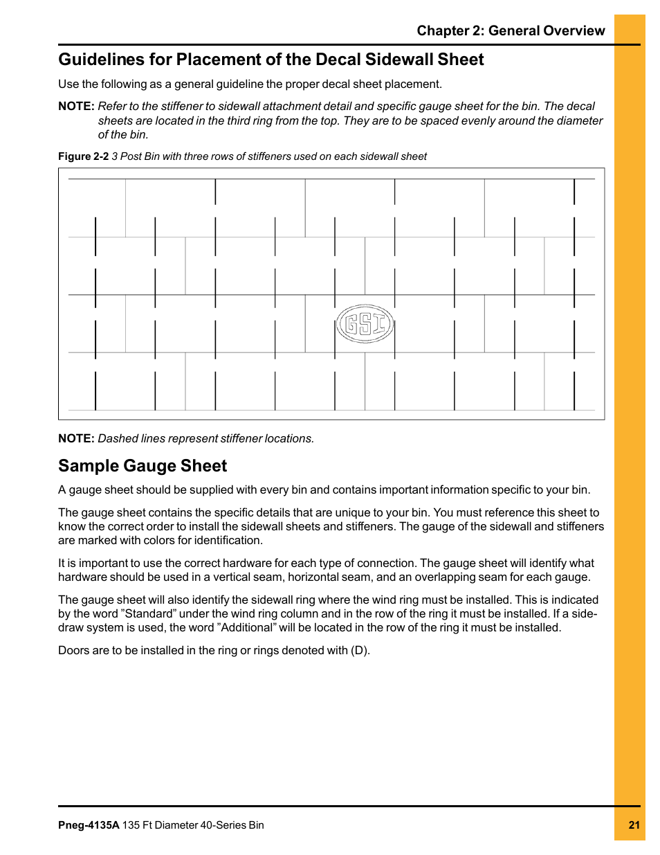 Sample gauge sheet | Grain Systems Tanks PNEG-4135A User Manual | Page 21 / 190