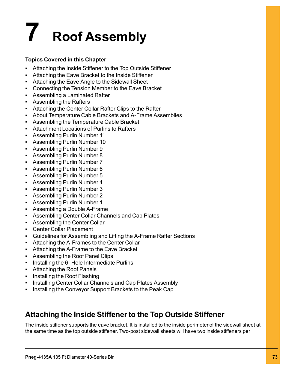 Chapter 7 roof assembly, Chapter 7, Roof assembly | Grain Systems Tanks PNEG-4135A User Manual | Page 73 / 190