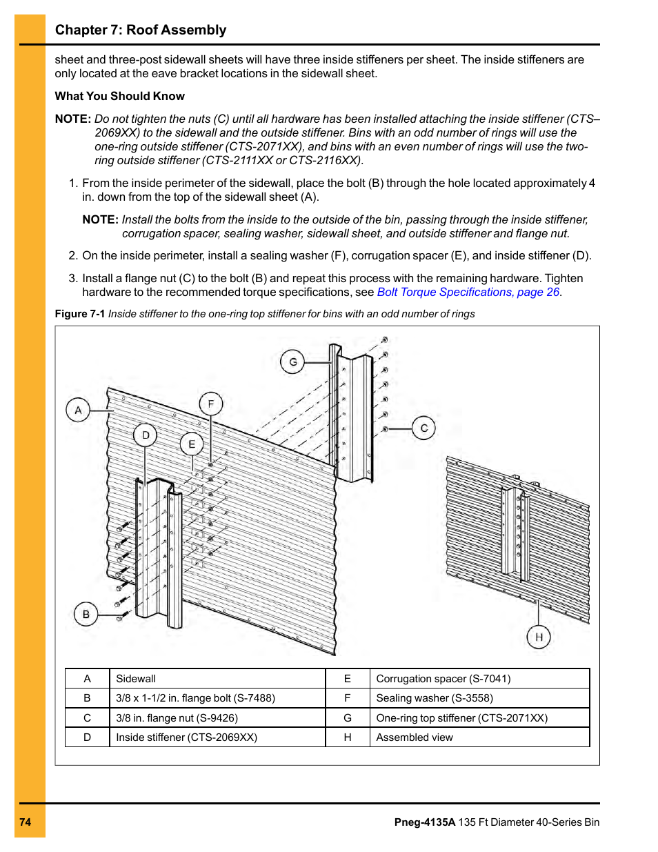 Chapter 7: roof assembly | Grain Systems Tanks PNEG-4135A User Manual | Page 74 / 190