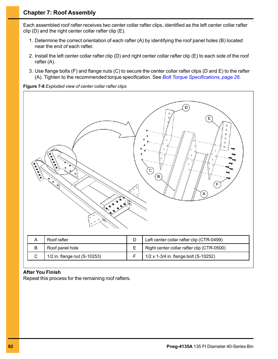 Chapter 7: roof assembly | Grain Systems Tanks PNEG-4135A User Manual | Page 82 / 190