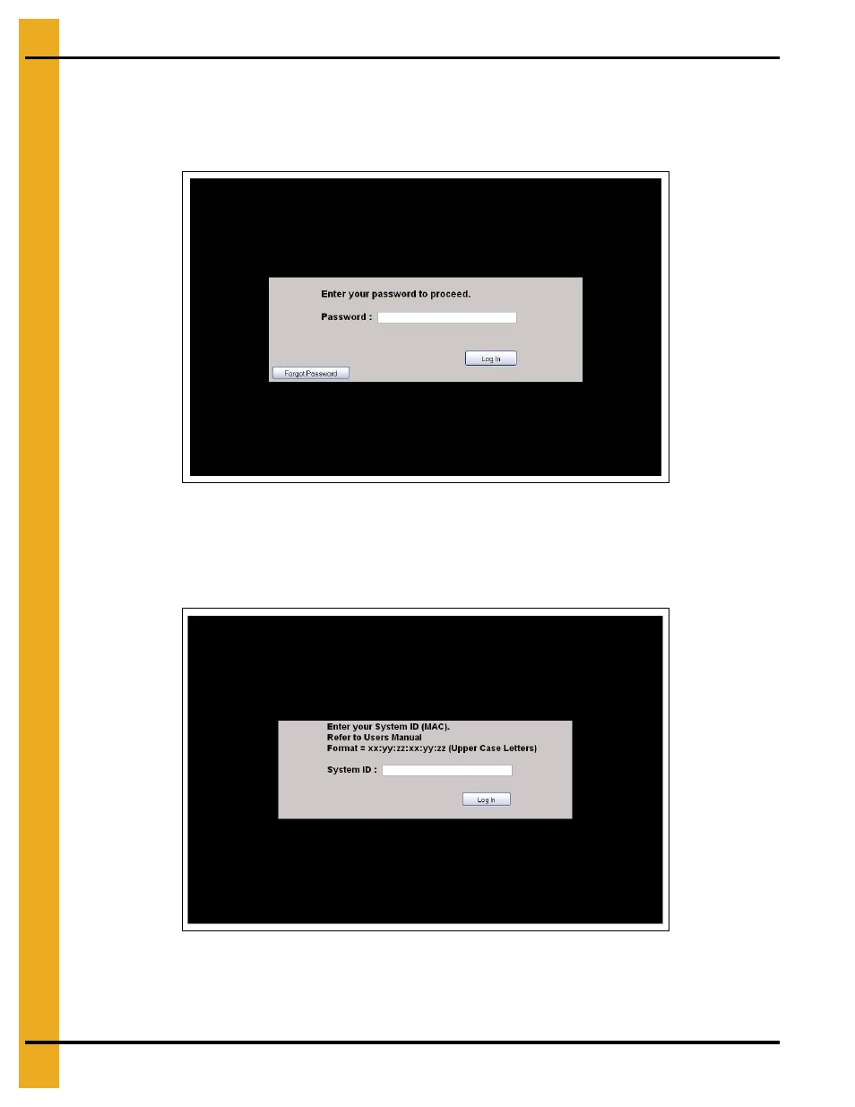 Watchdog operation, Chapter 4 watchdog operation, Login screen | Grain Systems PNEG-1745 User Manual | Page 28 / 48