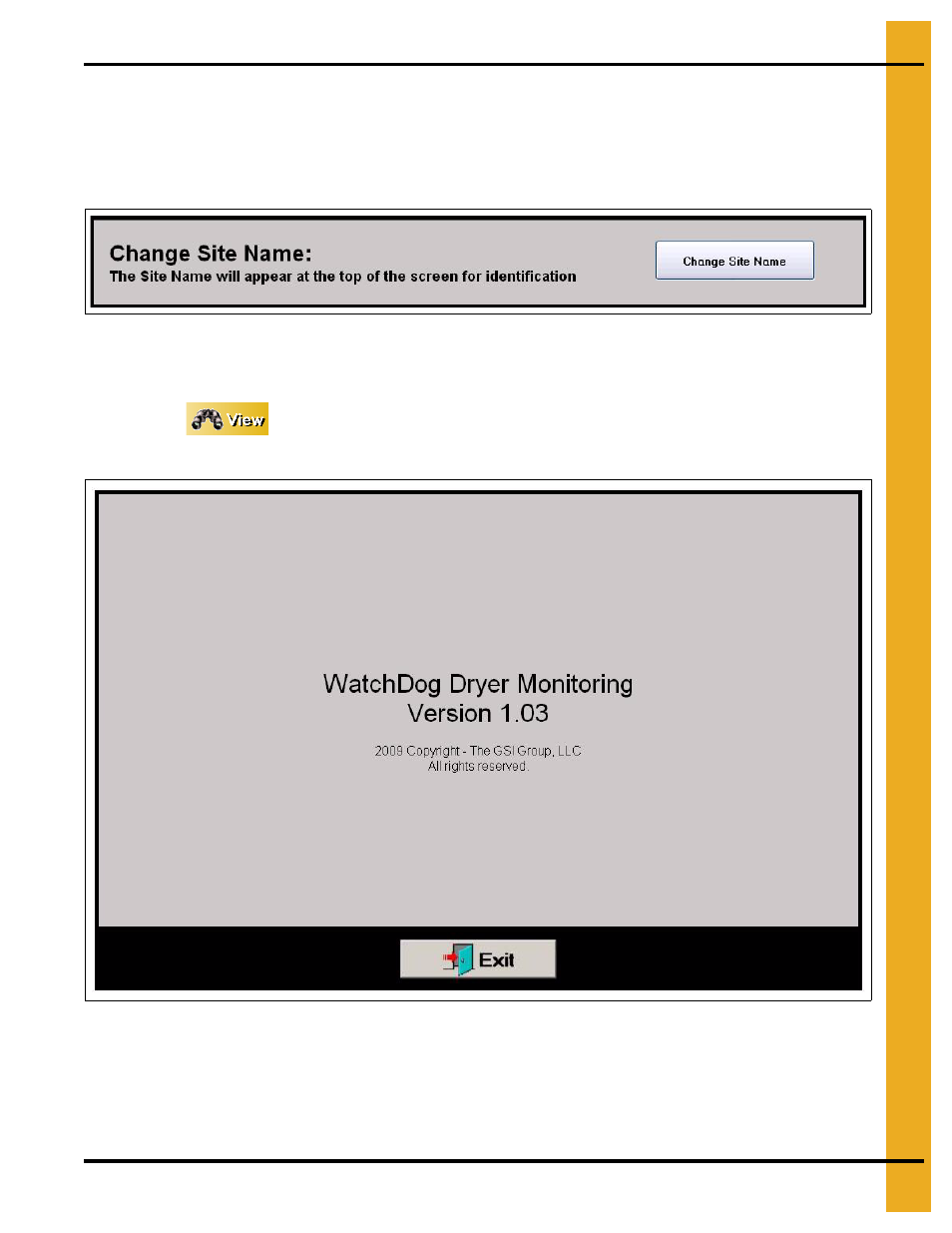 Change site name, View button | Grain Systems PNEG-1745 User Manual | Page 35 / 48