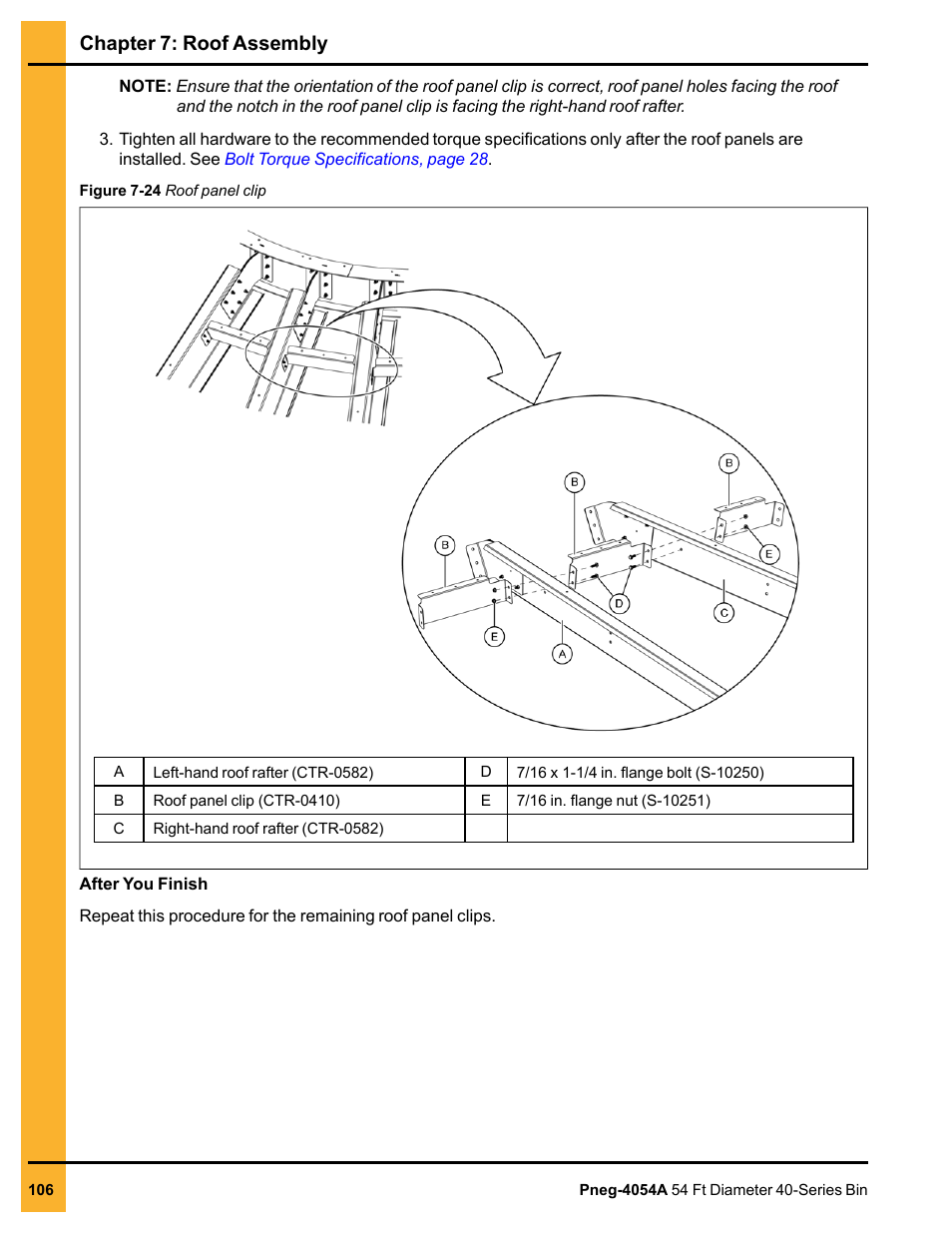 Chapter 7: roof assembly | Grain Systems Tanks PNEG-4054A User Manual | Page 106 / 164