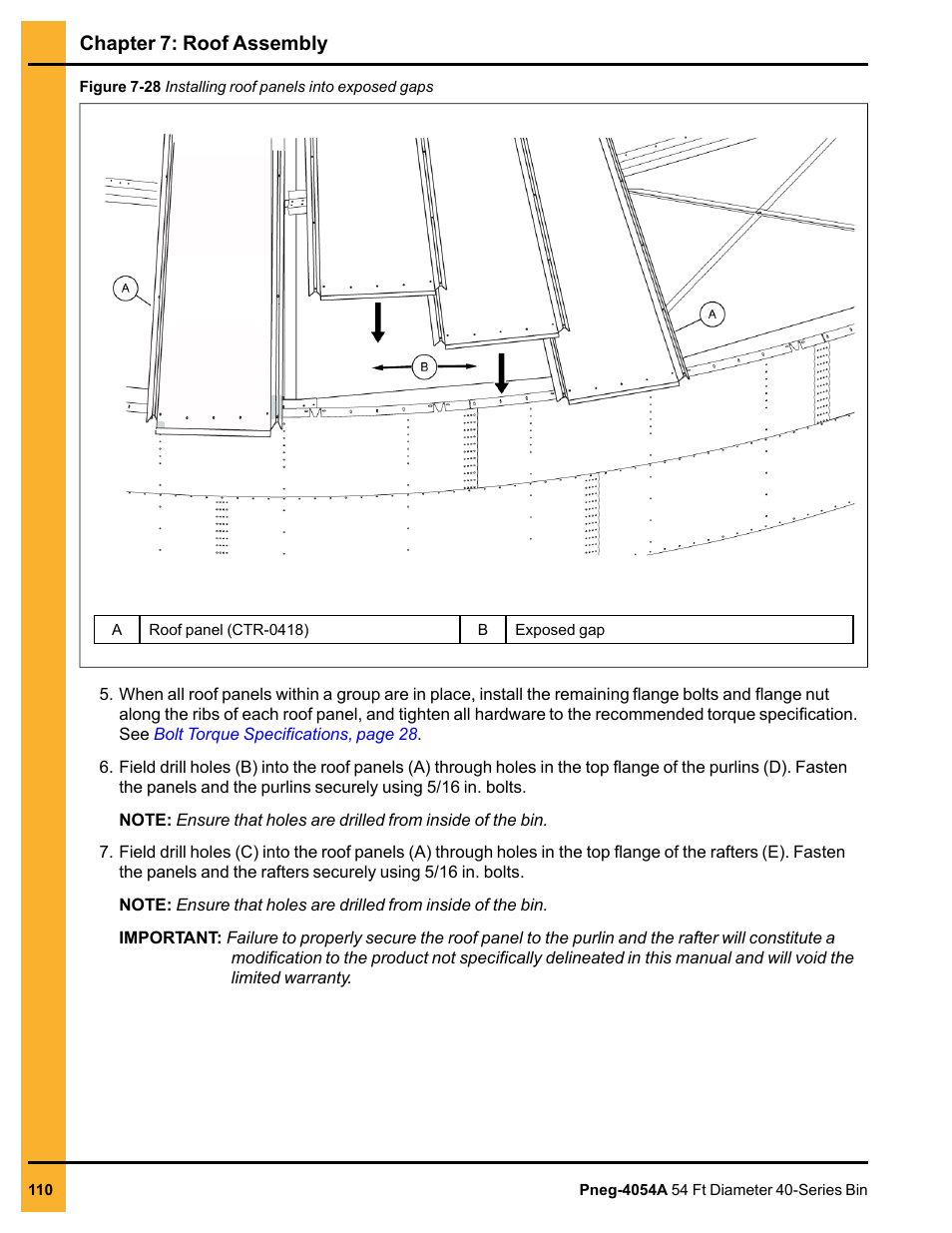 Chapter 7: roof assembly | Grain Systems Tanks PNEG-4054A User Manual | Page 110 / 164