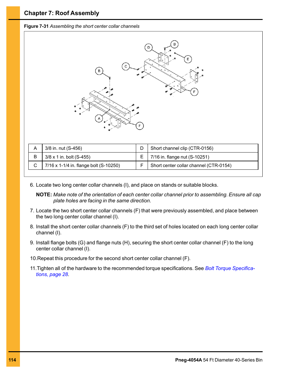 Chapter 7: roof assembly | Grain Systems Tanks PNEG-4054A User Manual | Page 114 / 164