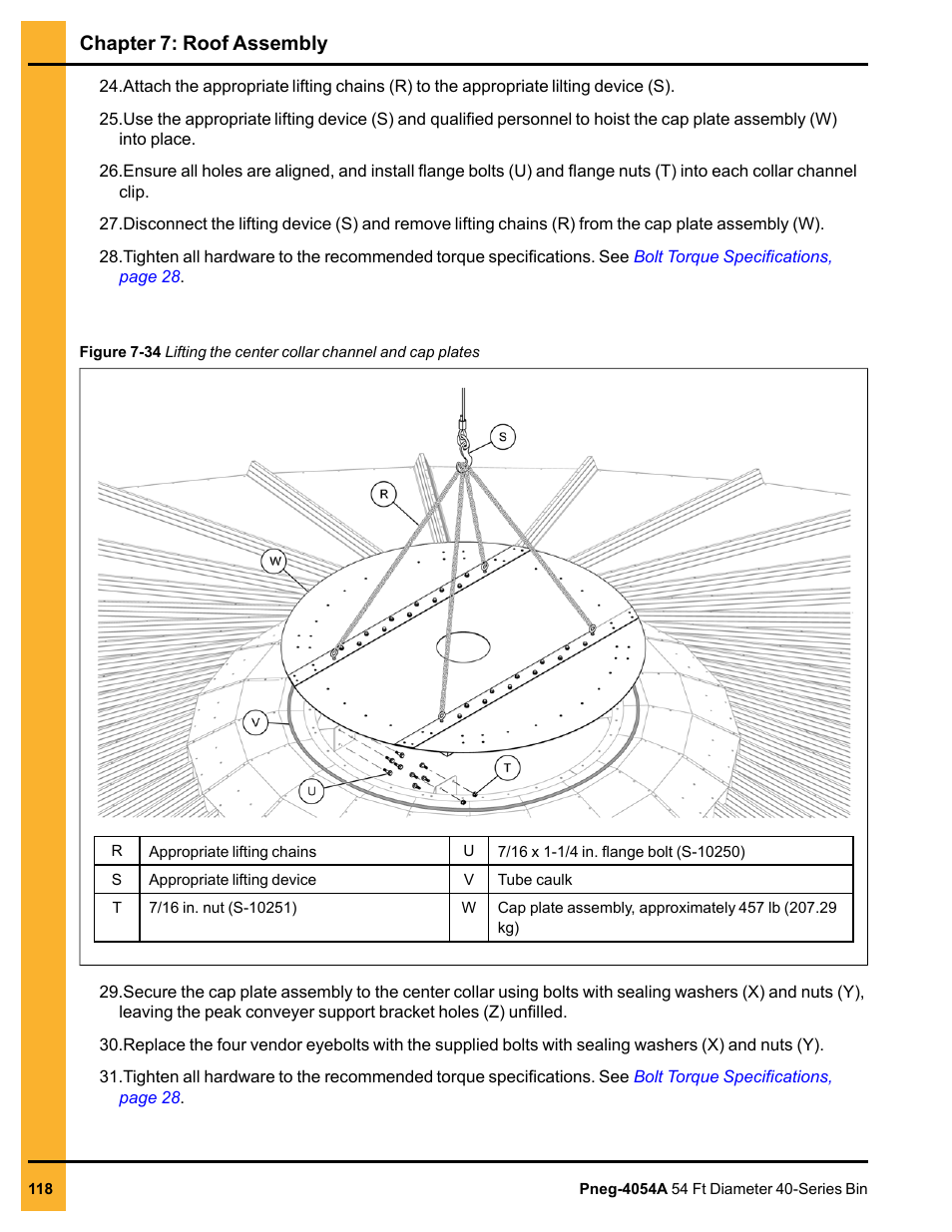 Chapter 7: roof assembly | Grain Systems Tanks PNEG-4054A User Manual | Page 118 / 164