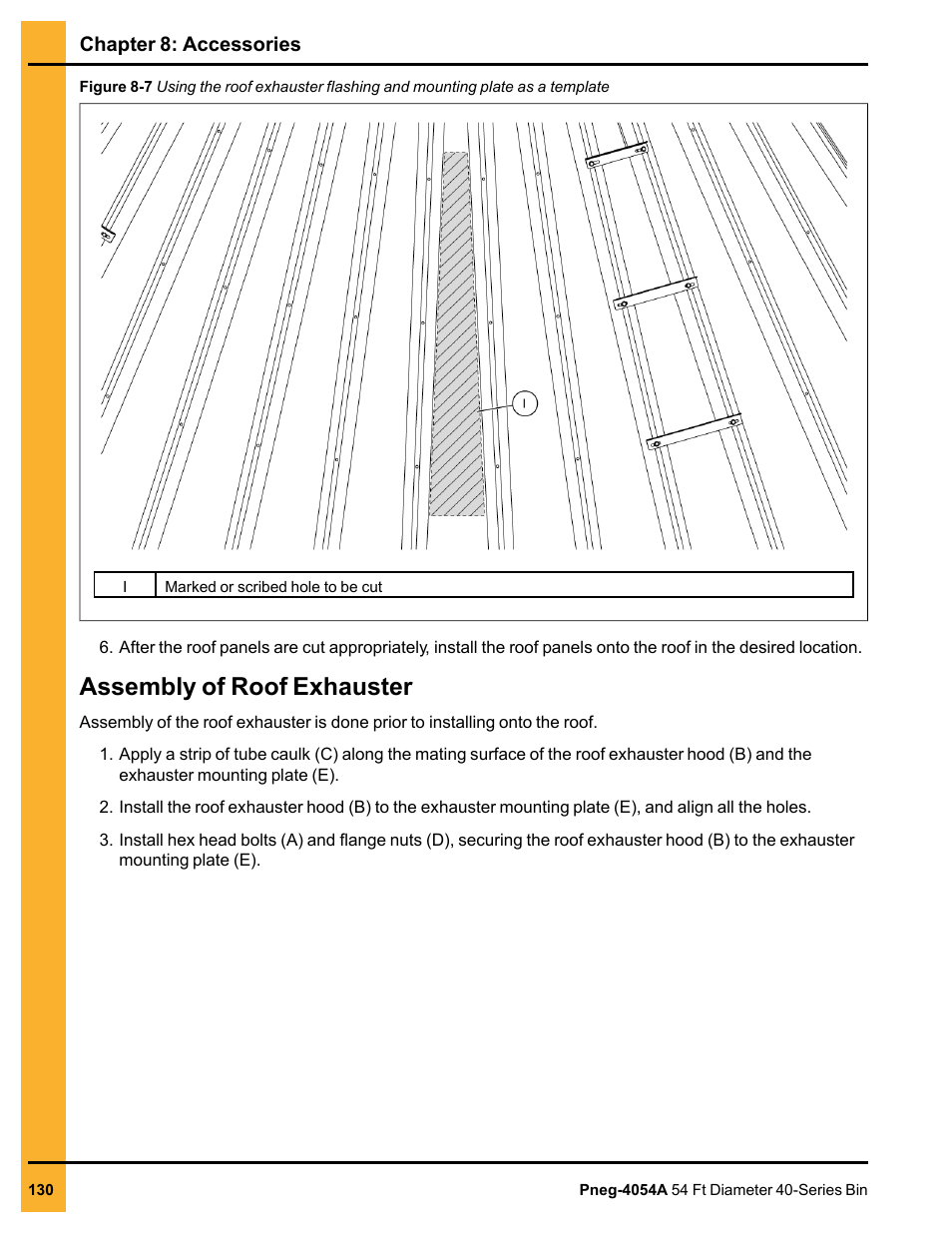 Assembly of roof exhauster | Grain Systems Tanks PNEG-4054A User Manual | Page 130 / 164