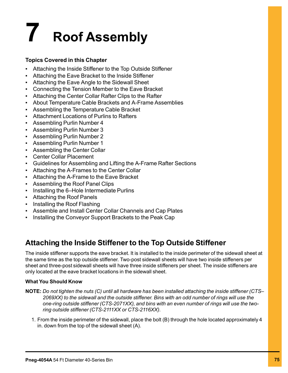 Chapter 7 roof assembly, Chapter 7, Roof assembly | Grain Systems Tanks PNEG-4054A User Manual | Page 75 / 164