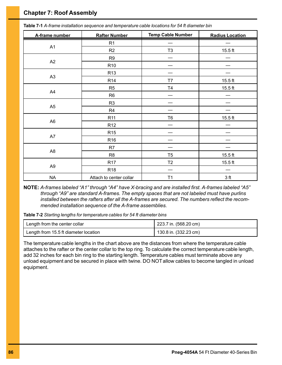 Chapter 7: roof assembly | Grain Systems Tanks PNEG-4054A User Manual | Page 86 / 164