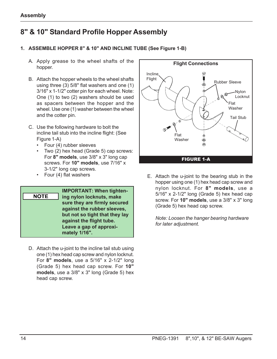 8" & 10" standard profile hopper assembly | Grain Systems Bucket Elevtors, Conveyors, Series II Sweeps PNEG-1391 User Manual | Page 14 / 56