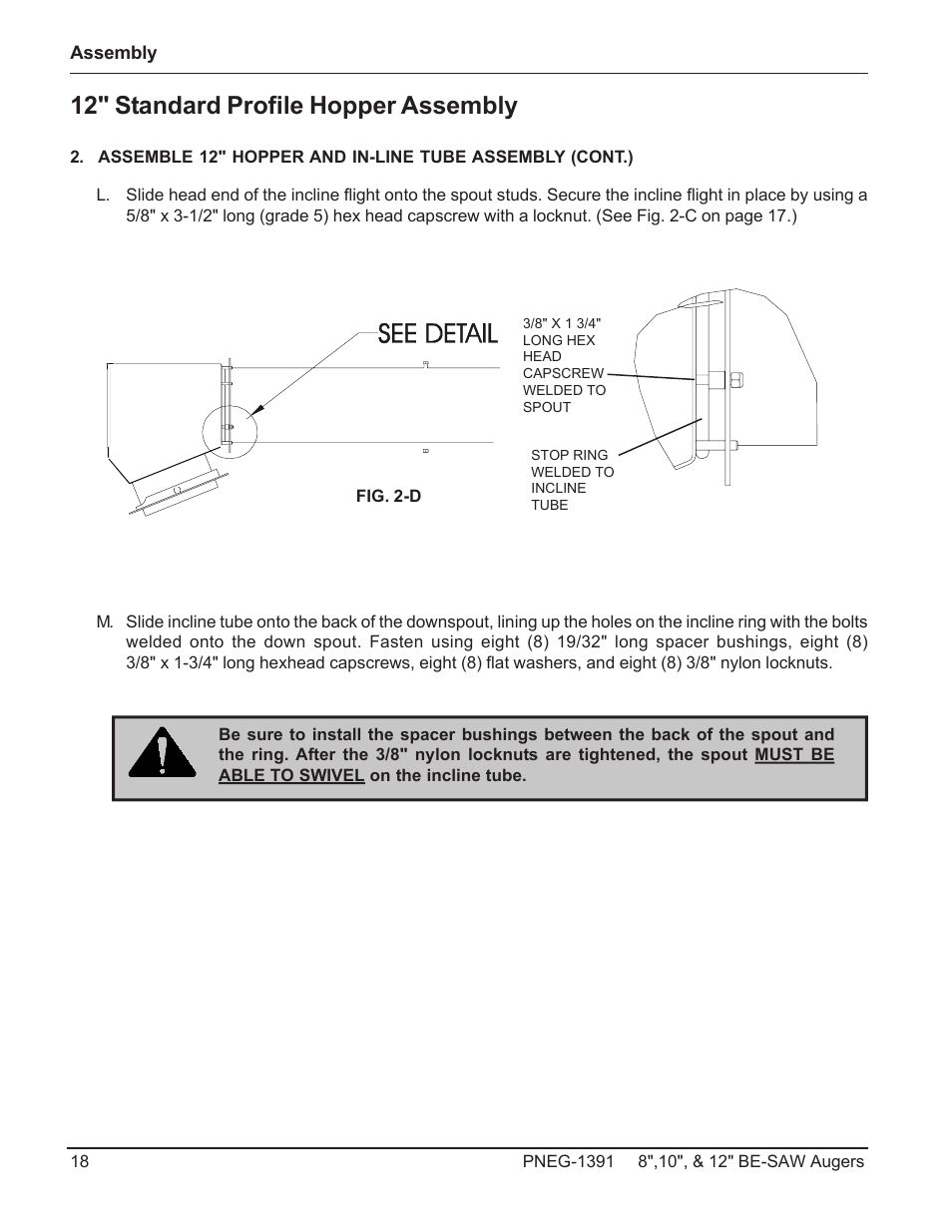 12" standard profile hopper assembly | Grain Systems Bucket Elevtors, Conveyors, Series II Sweeps PNEG-1391 User Manual | Page 18 / 56