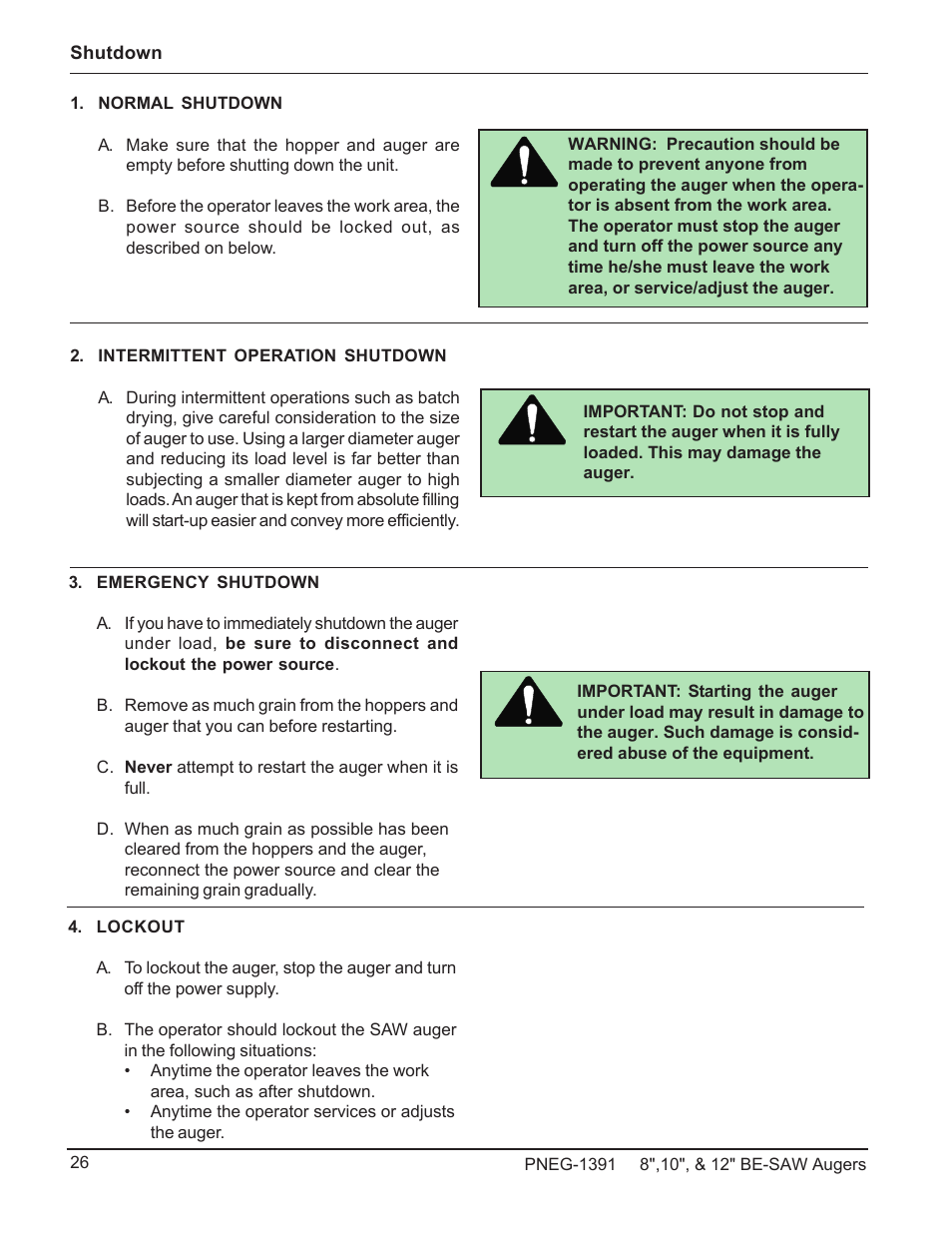 Grain Systems Bucket Elevtors, Conveyors, Series II Sweeps PNEG-1391 User Manual | Page 26 / 56