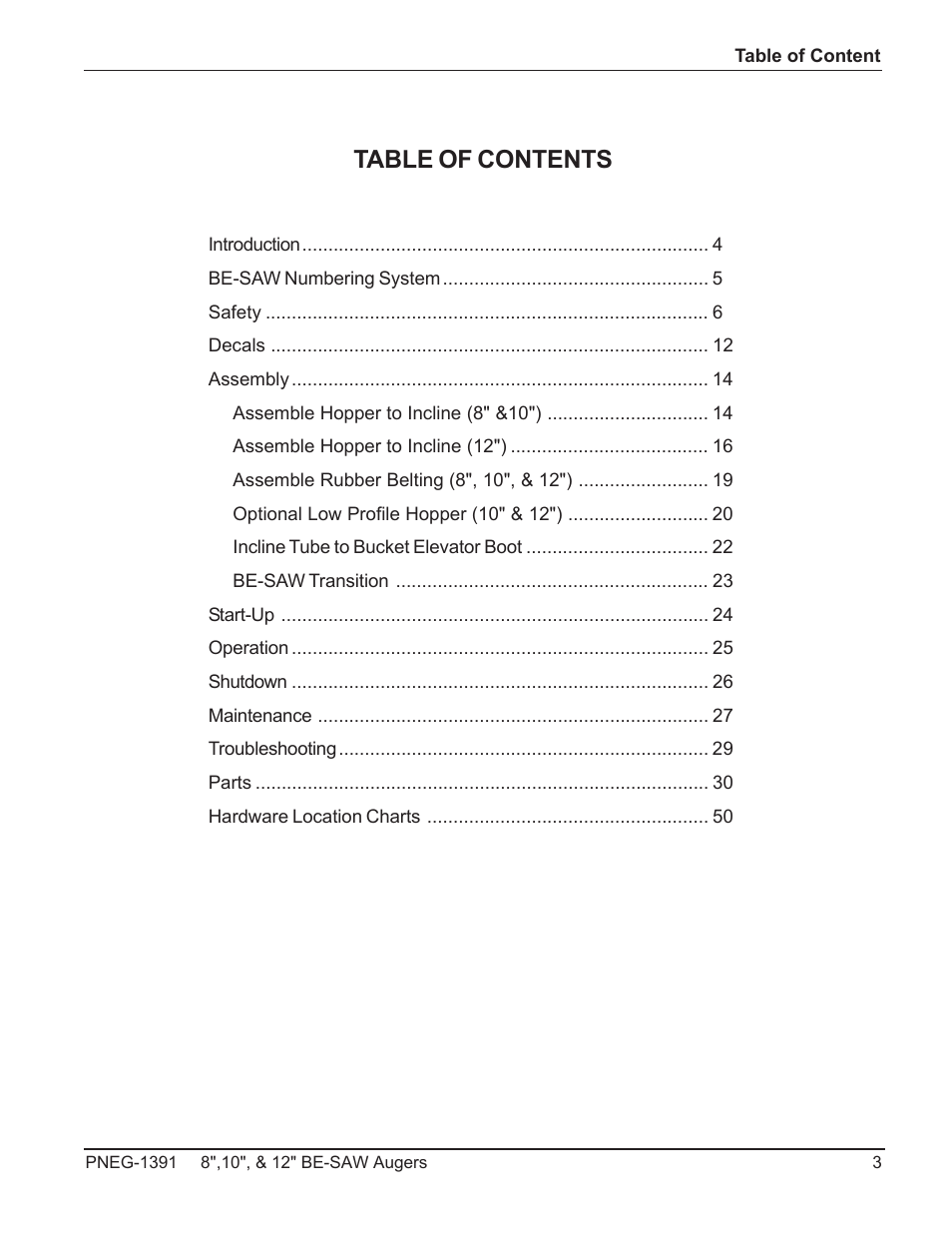 Grain Systems Bucket Elevtors, Conveyors, Series II Sweeps PNEG-1391 User Manual | Page 3 / 56