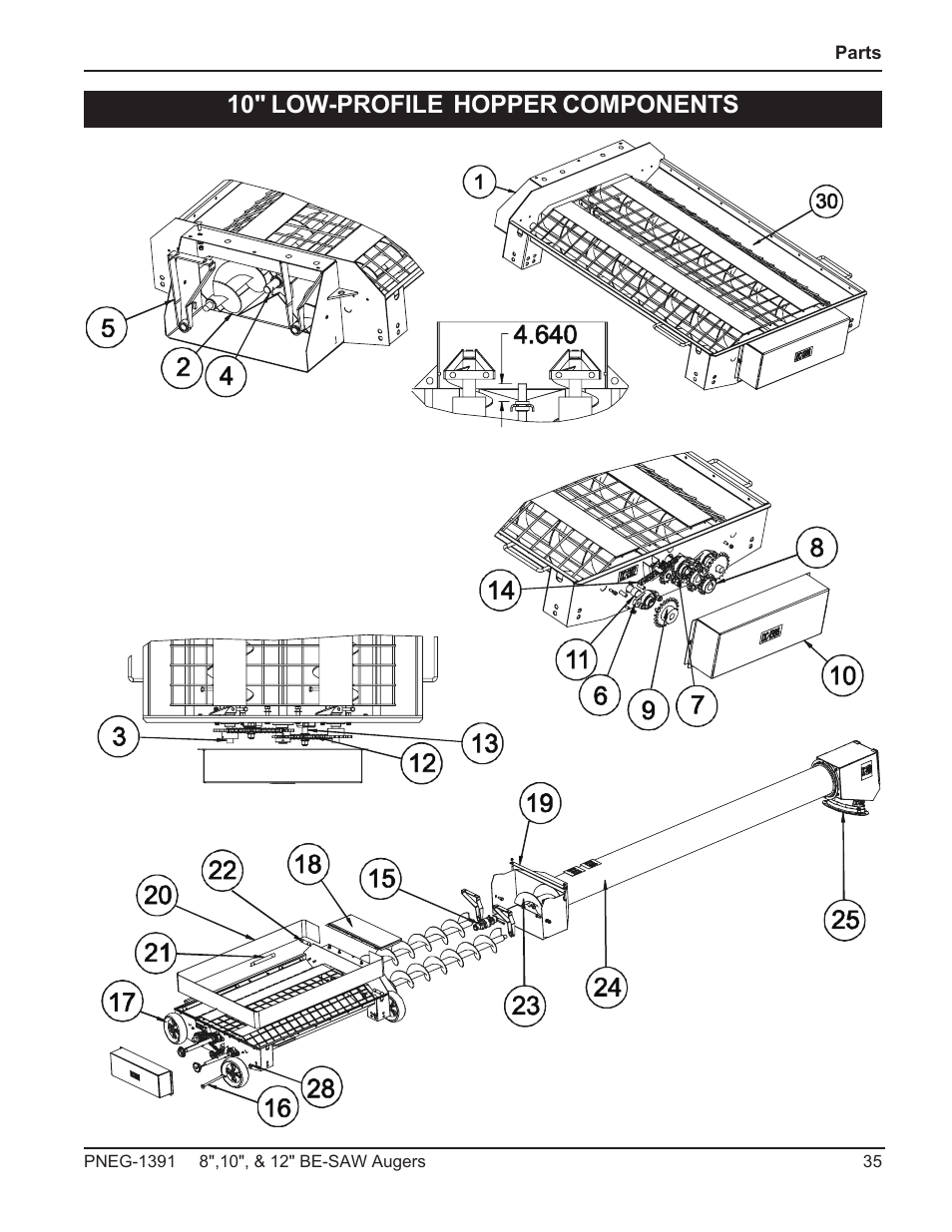 10" low-profile hopper components | Grain Systems Bucket Elevtors, Conveyors, Series II Sweeps PNEG-1391 User Manual | Page 35 / 56