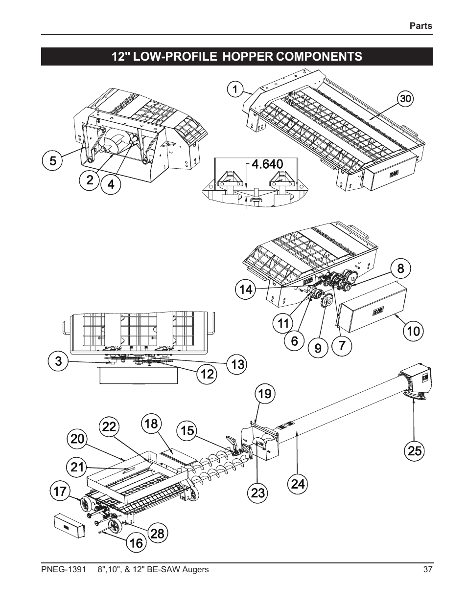 12" low-profile hopper components | Grain Systems Bucket Elevtors, Conveyors, Series II Sweeps PNEG-1391 User Manual | Page 37 / 56