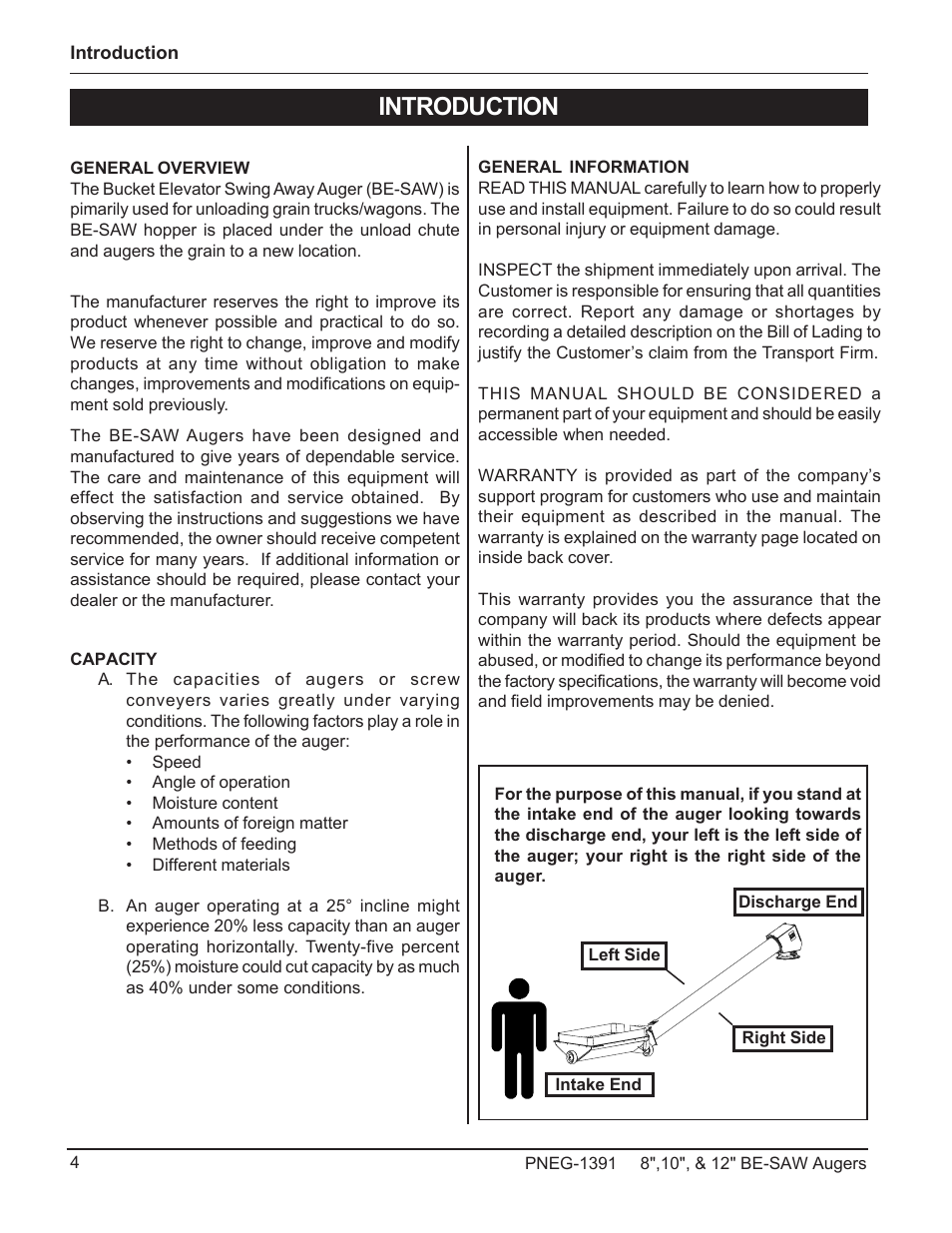 Introduction | Grain Systems Bucket Elevtors, Conveyors, Series II Sweeps PNEG-1391 User Manual | Page 4 / 56