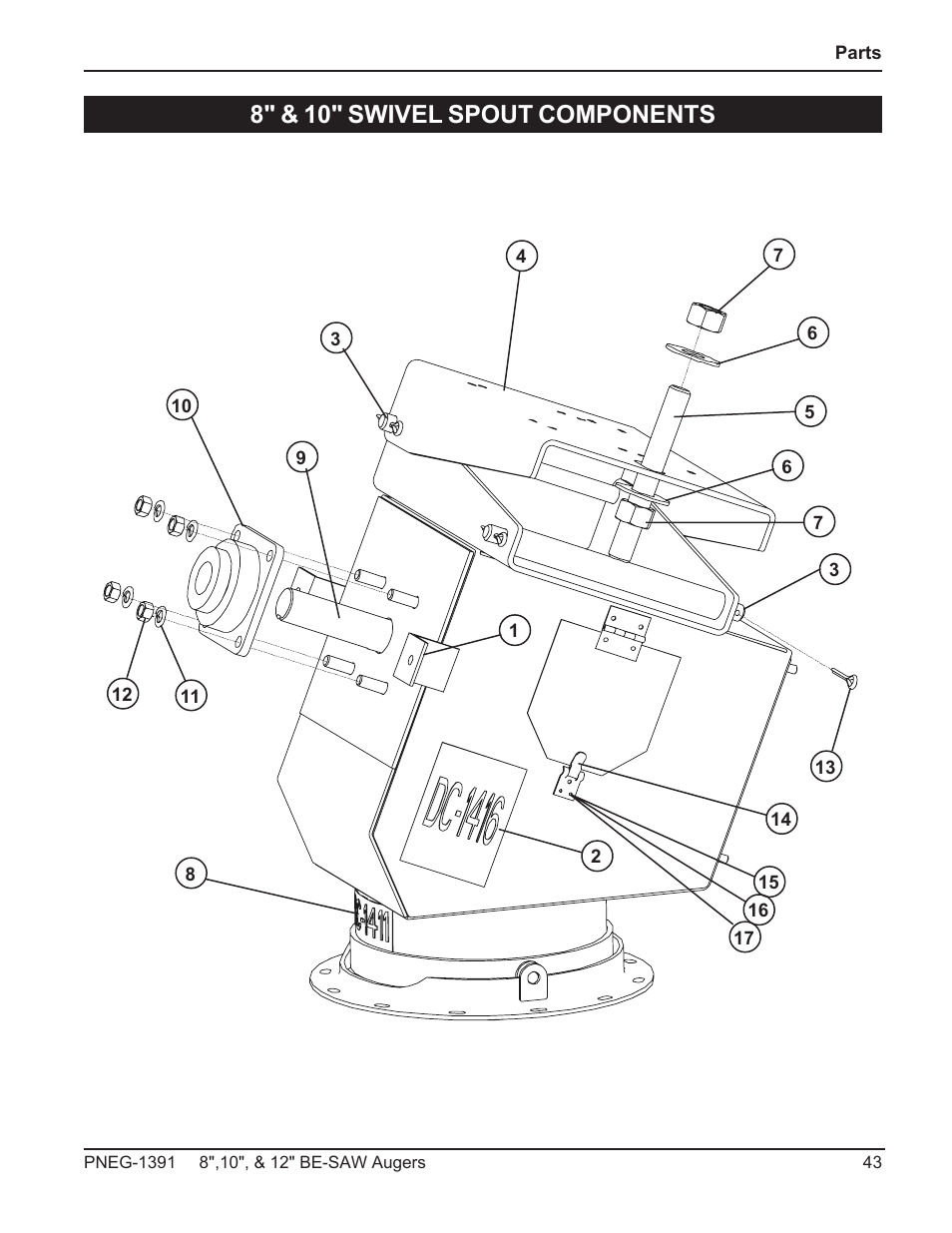 8" & 10" swivel spout components | Grain Systems Bucket Elevtors, Conveyors, Series II Sweeps PNEG-1391 User Manual | Page 43 / 56