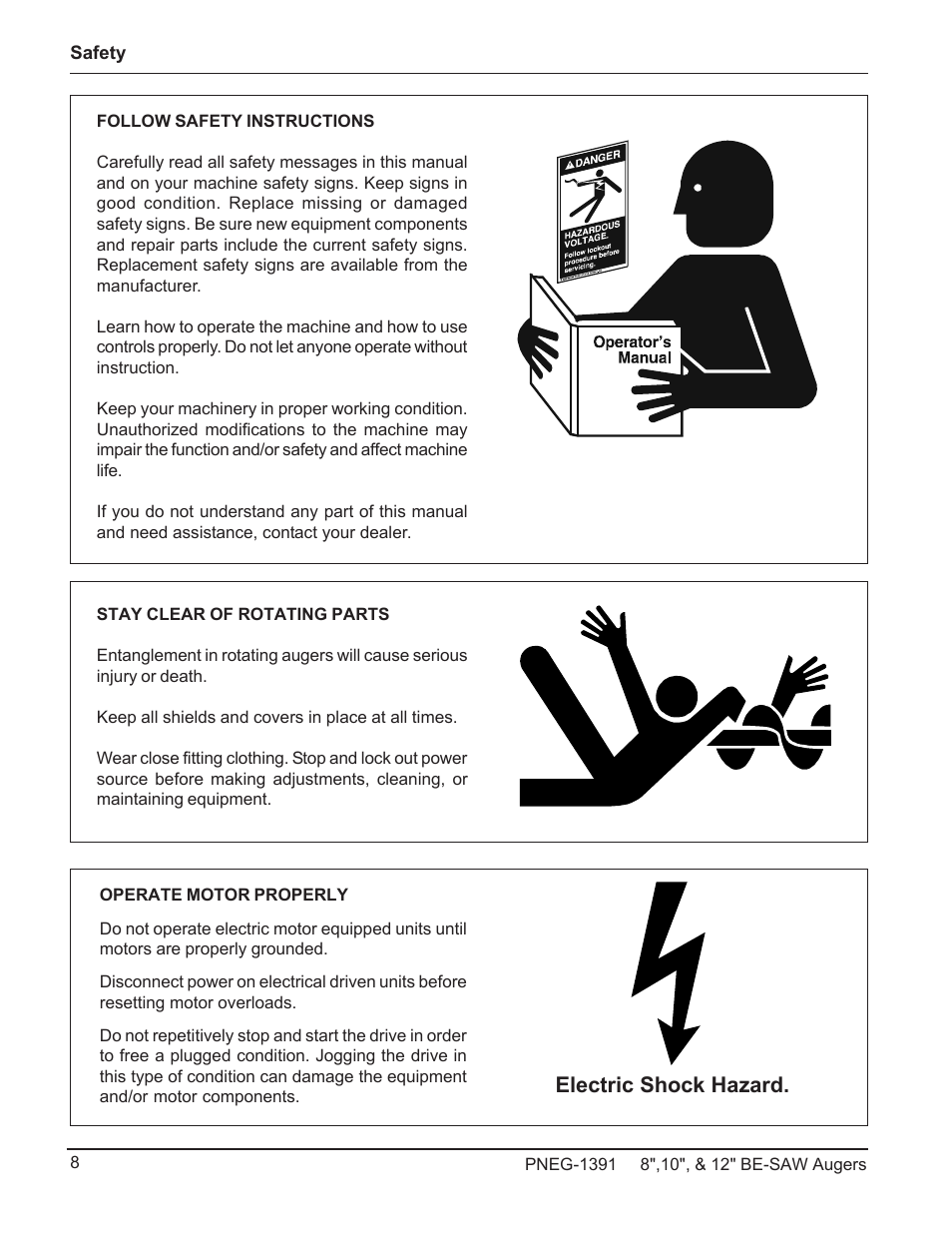 Electric shock hazard | Grain Systems Bucket Elevtors, Conveyors, Series II Sweeps PNEG-1391 User Manual | Page 8 / 56