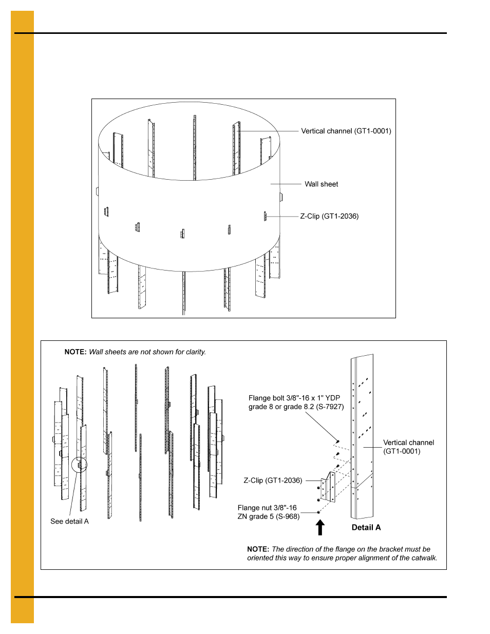 24' outside catwalk installation instructions, Installing z-clips (gt1-2036) | Grain Systems PNEG-1875 User Manual | Page 10 / 78