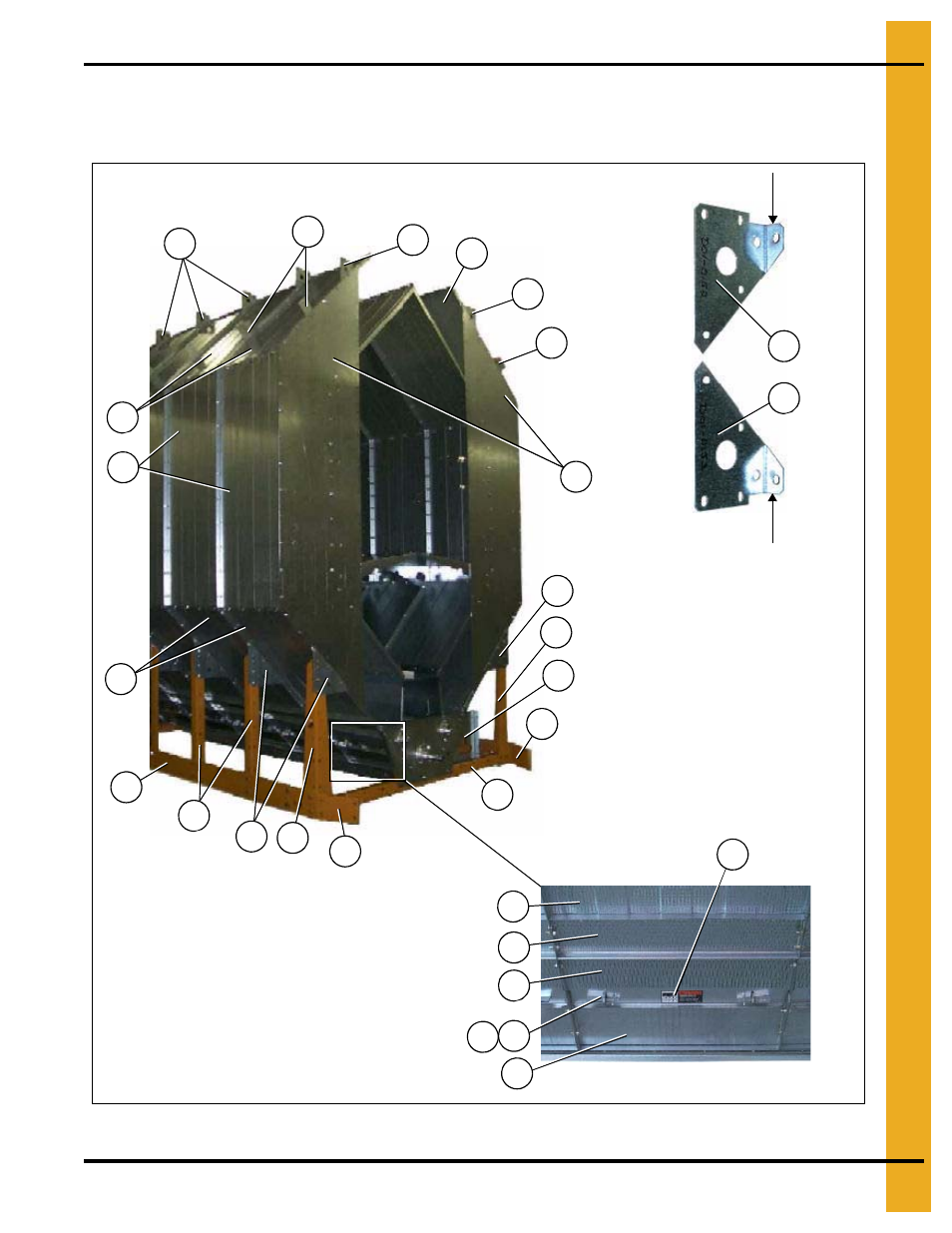 Outer screens and plenum divider, Outer screens and meter roll access door, Main structure assembly | Grain Systems PNEG-1403 User Manual | Page 13 / 76