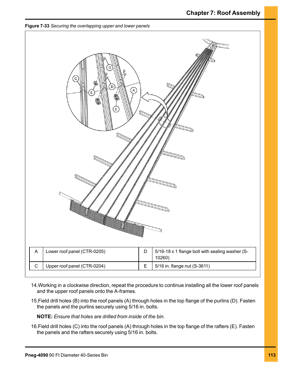 Chapter 7: roof assembly | Grain Systems Tanks PNEG-4090 User Manual | Page 113 / 168