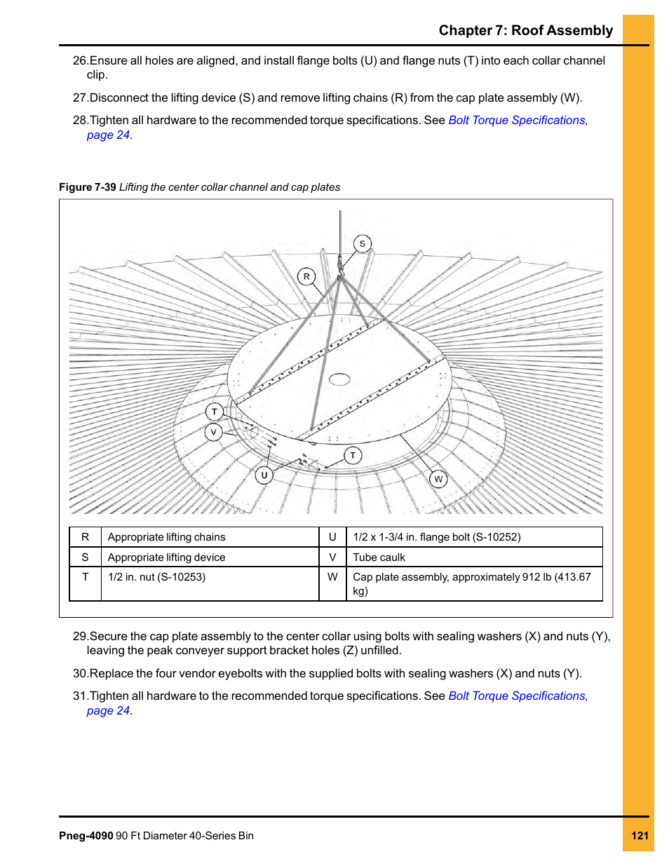 Chapter 7: roof assembly | Grain Systems Tanks PNEG-4090 User Manual | Page 121 / 168