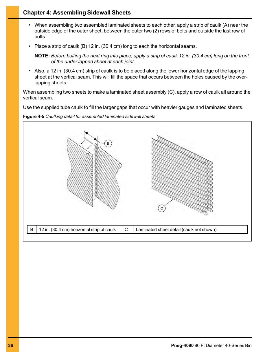 Chapter 4: assembling sidewall sheets | Grain Systems Tanks PNEG-4090 User Manual | Page 36 / 168