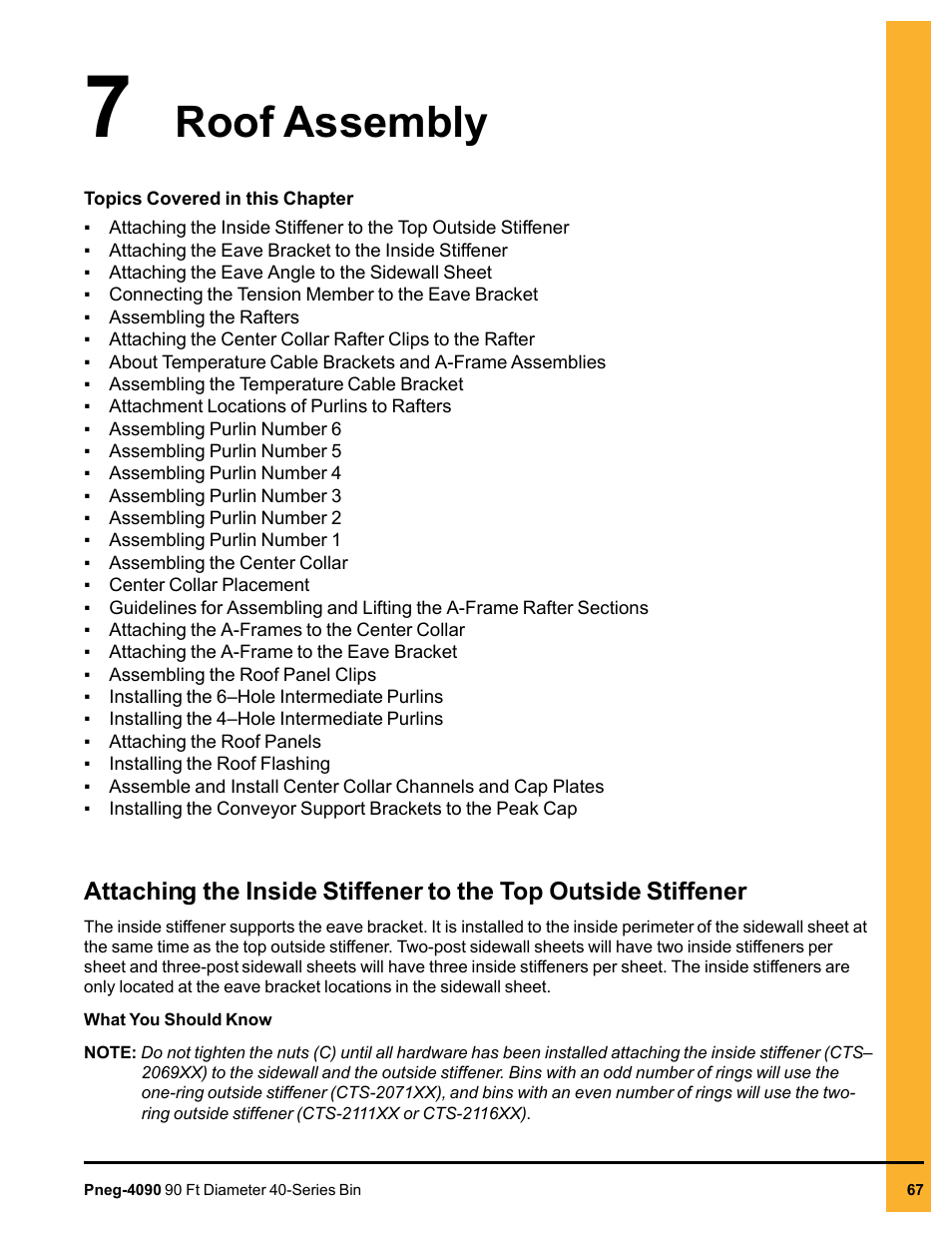 Chapter 7 roof assembly, Chapter 7, Roof assembly | Grain Systems Tanks PNEG-4090 User Manual | Page 67 / 168