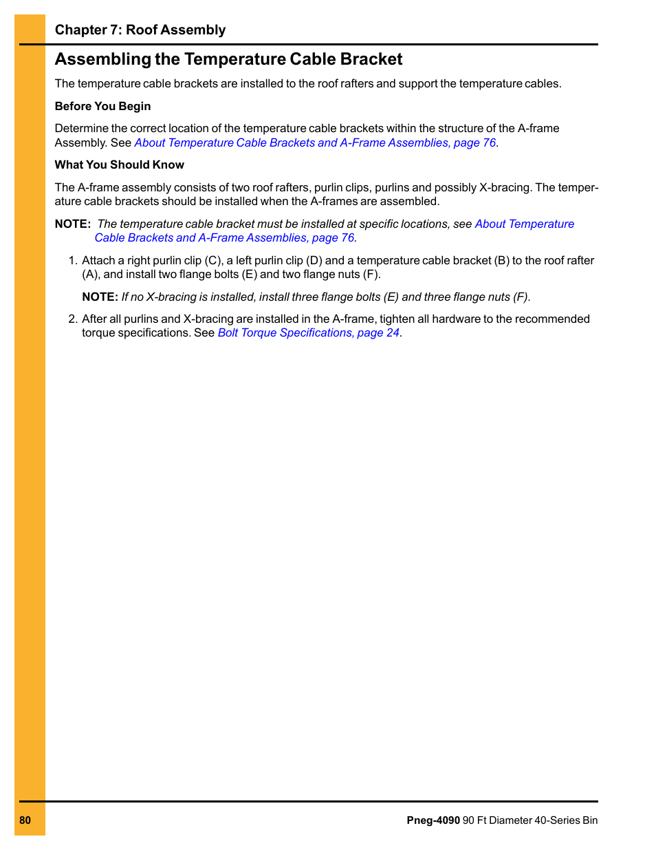 Assembling the temperature cable bracket | Grain Systems Tanks PNEG-4090 User Manual | Page 80 / 168