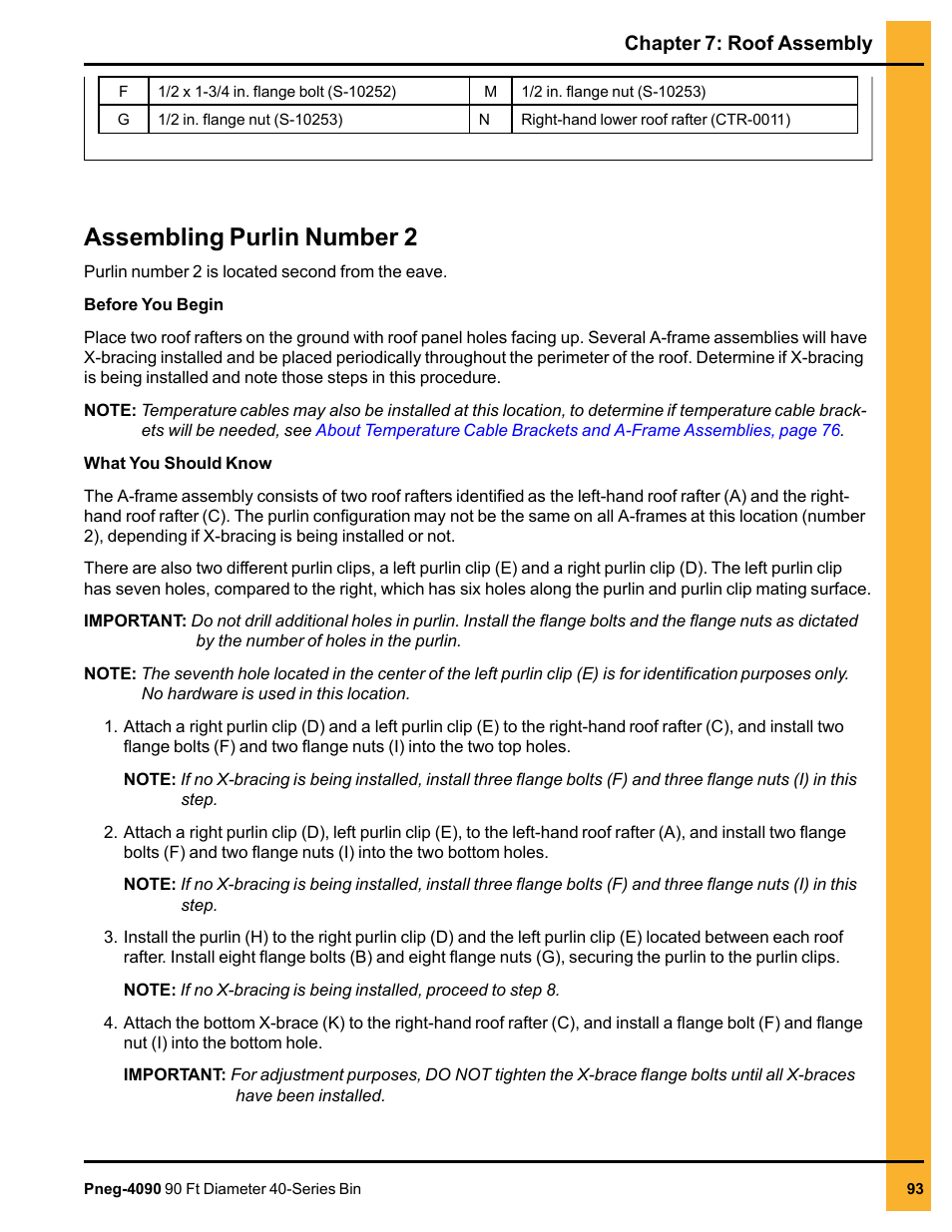 Assembling purlin number 2, Assem | Grain Systems Tanks PNEG-4090 User Manual | Page 93 / 168