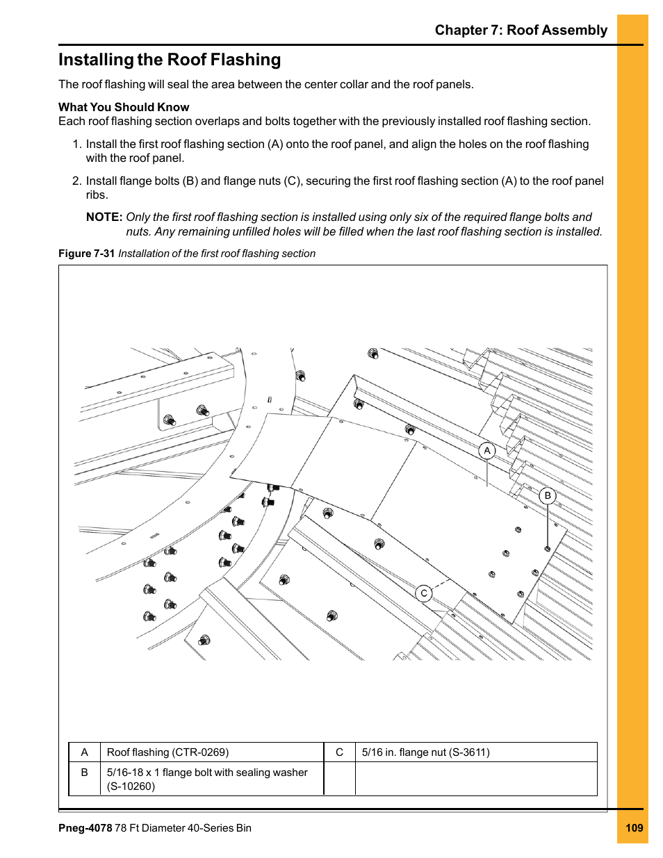 Installing the roof flashing | Grain Systems Tanks PNEG-4078 User Manual | Page 109 / 162