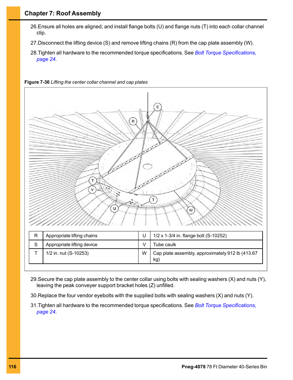 Chapter 7: roof assembly | Grain Systems Tanks PNEG-4078 User Manual | Page 116 / 162