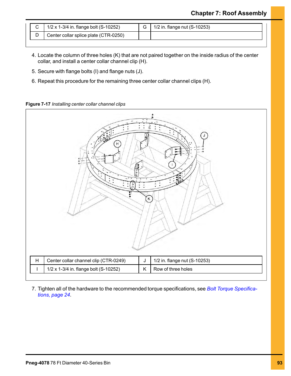 Chapter 7: roof assembly | Grain Systems Tanks PNEG-4078 User Manual | Page 93 / 162