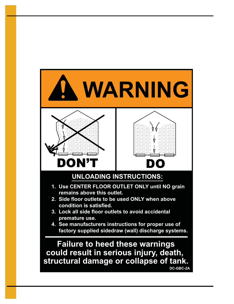Warning, Don’t do | Grain Systems Tanks PNEG-2400 User Manual | Page 14 / 88