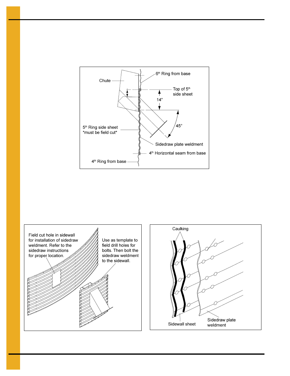Sidedraw system installation (continued), Sidewall overlap, Caulking | Grain Systems Tanks PNEG-2400 User Manual | Page 78 / 88
