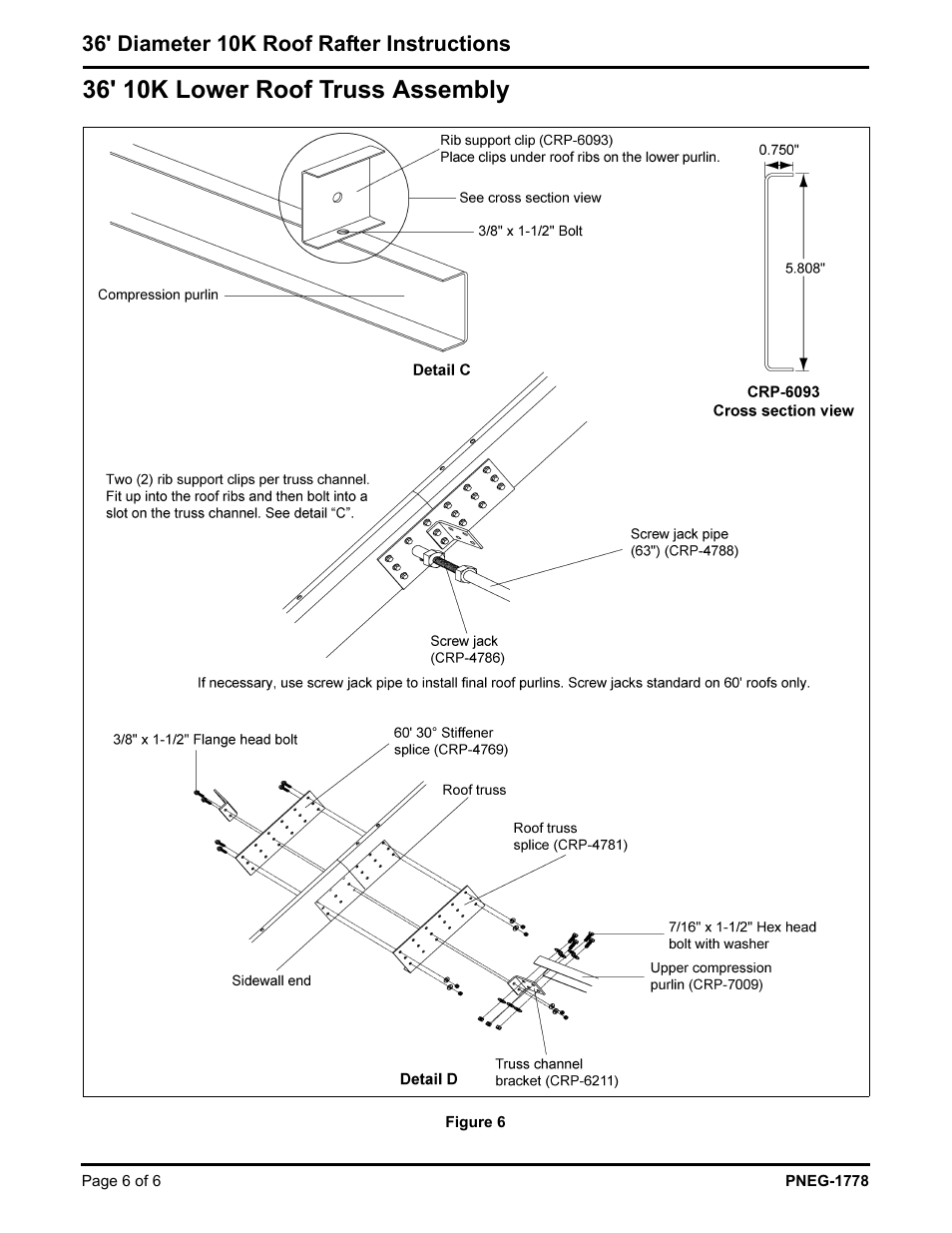 36' 10k lower roof truss assembly | Grain Systems Tanks PNEG-1778 User Manual | Page 6 / 6