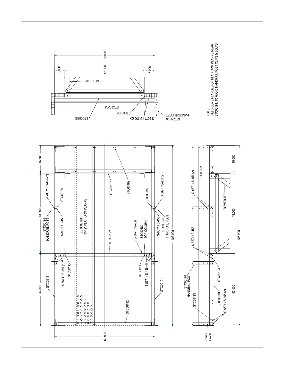 Service platform dimensional drawings | Grain Systems Bucket Elevtors, Conveyors, Series II Sweeps PNEG-1413 User Manual | Page 23 / 50