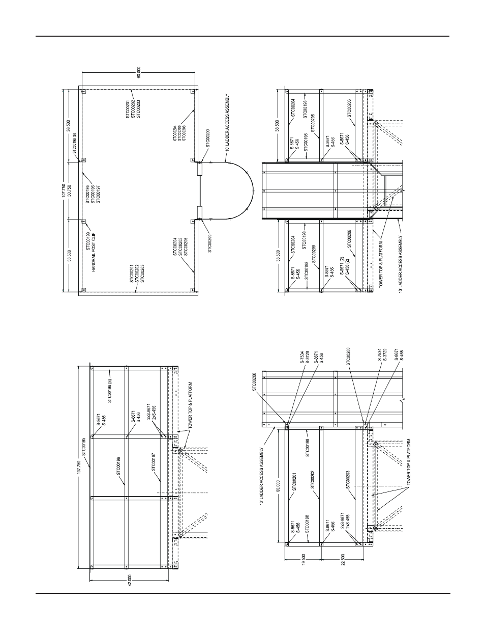 Service platform dimensional drawings | Grain Systems Bucket Elevtors, Conveyors, Series II Sweeps PNEG-1413 User Manual | Page 24 / 50