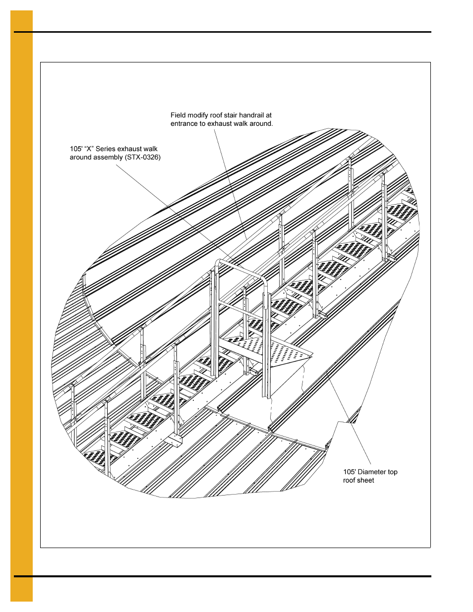 “x” series roof stairs with extra platform views | Grain Systems Bin Accessories PNEG-1846 User Manual | Page 22 / 38