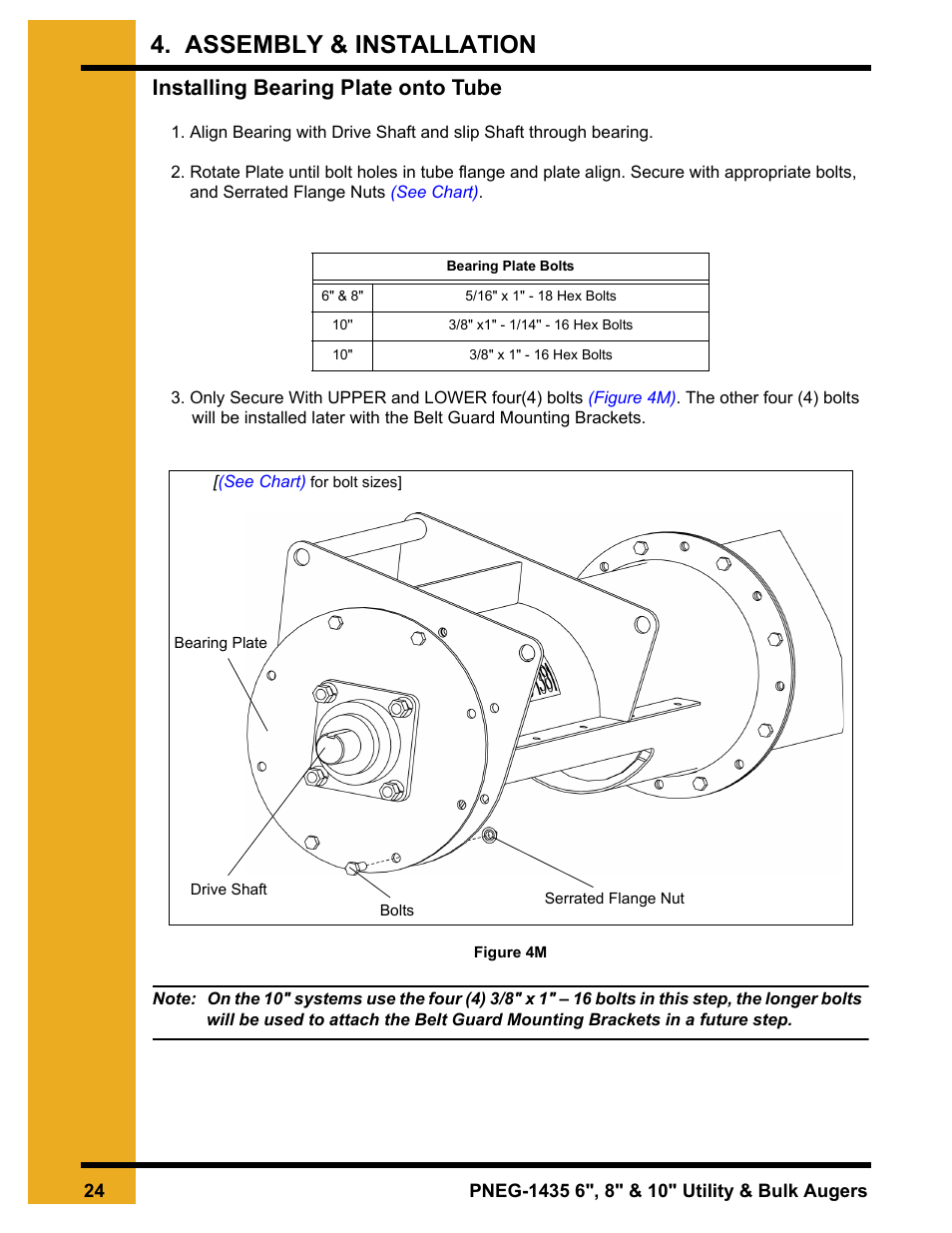 Installing bearing plate onto tube, Assembly & installation | Grain Systems Custom, Utility and Bulk Tank Augers PNEG-1435 User Manual | Page 24 / 52