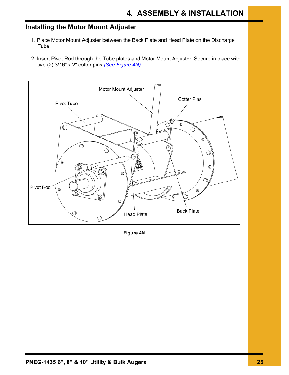 Installing the motor mount adjuster, Assembly & installation | Grain Systems Custom, Utility and Bulk Tank Augers PNEG-1435 User Manual | Page 25 / 52