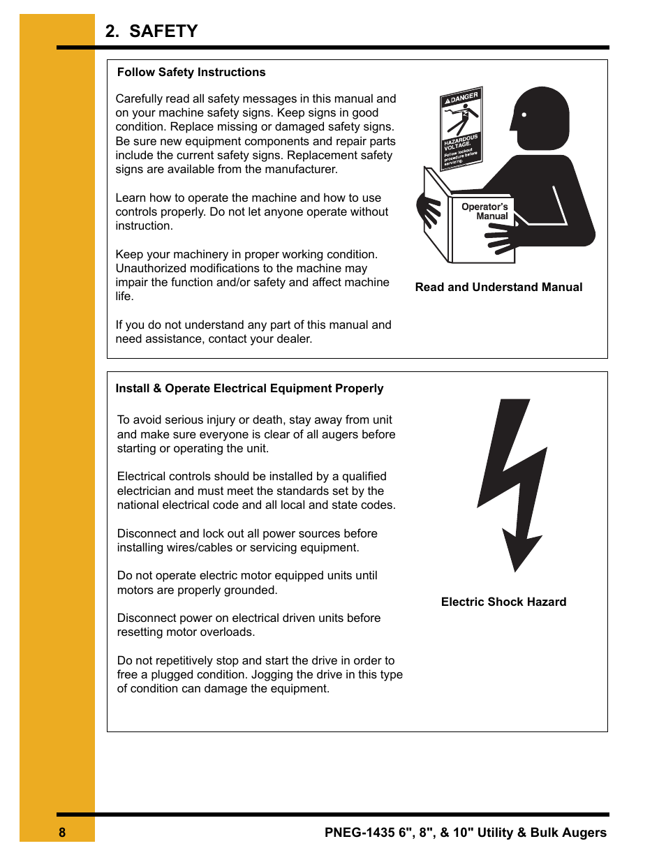 Safety | Grain Systems Custom, Utility and Bulk Tank Augers PNEG-1435 User Manual | Page 8 / 52