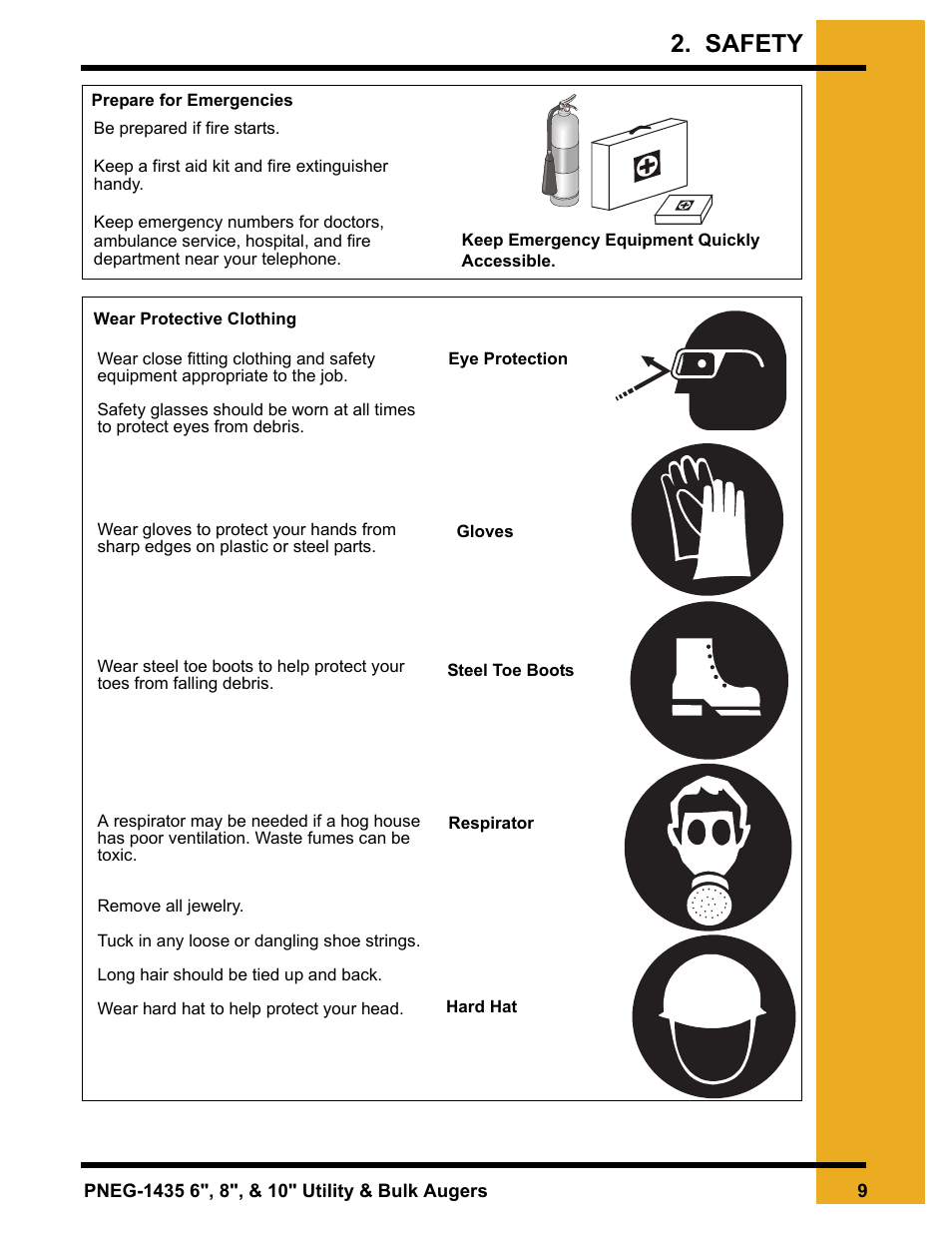 Safety | Grain Systems Custom, Utility and Bulk Tank Augers PNEG-1435 User Manual | Page 9 / 52