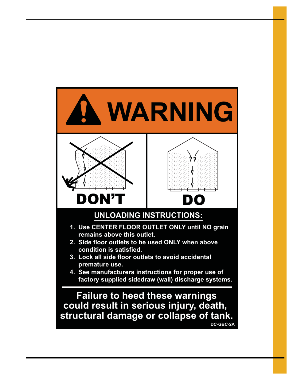 Warnin, Don’t do | Grain Systems Tanks PNEG-1094 User Manual | Page 13 / 58