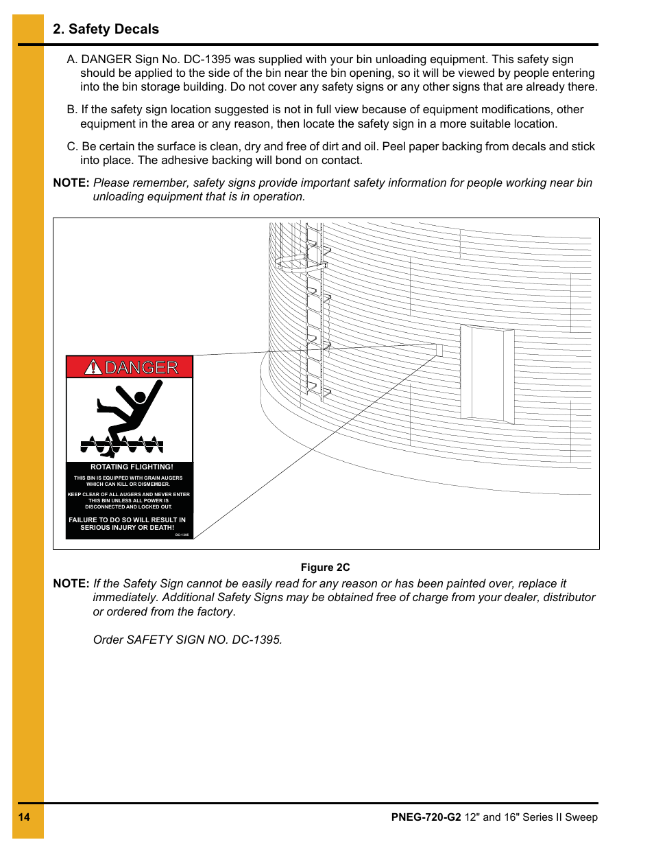 Danger, Safety decals | Grain Systems Bucket Elevtors, Conveyors, Series II Sweeps PNEG-720-G2 User Manual | Page 14 / 120
