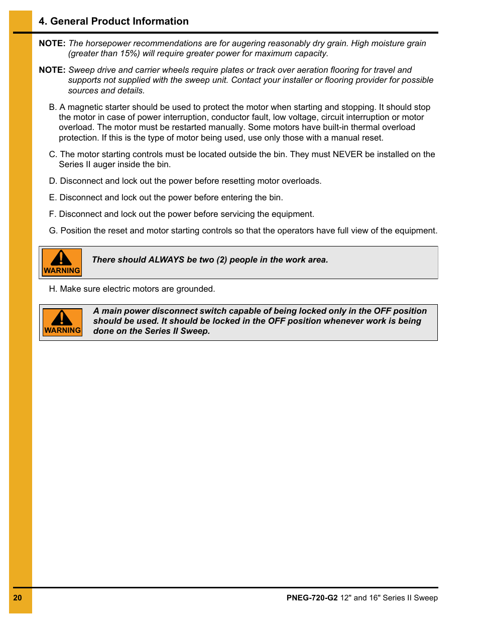 Grain Systems Bucket Elevtors, Conveyors, Series II Sweeps PNEG-720-G2 User Manual | Page 20 / 120