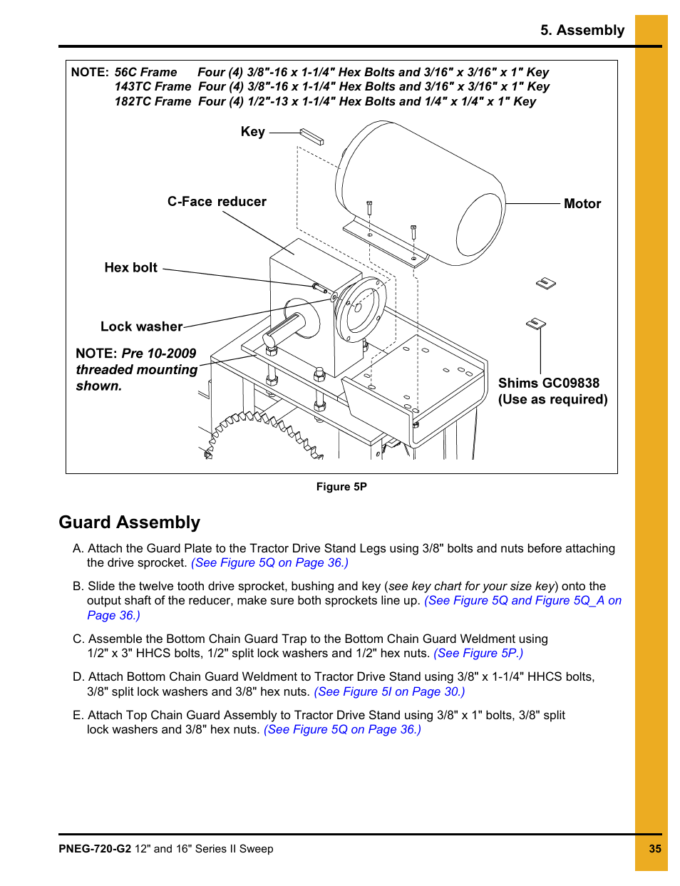 Guard assembly, D a key, See figure 5p on | For bolt size | Grain Systems Bucket Elevtors, Conveyors, Series II Sweeps PNEG-720-G2 User Manual | Page 35 / 120