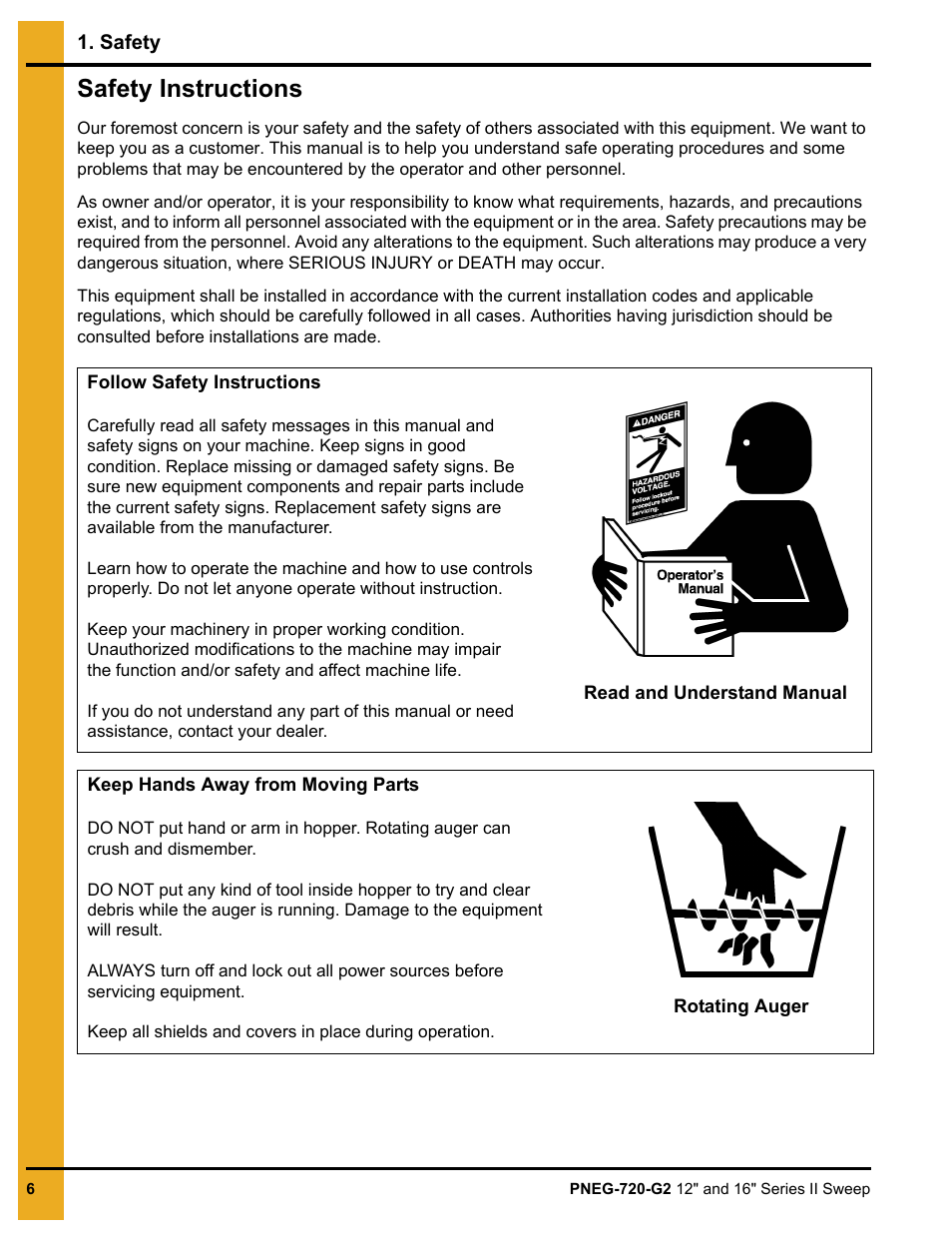 Safety instructions | Grain Systems Bucket Elevtors, Conveyors, Series II Sweeps PNEG-720-G2 User Manual | Page 6 / 120