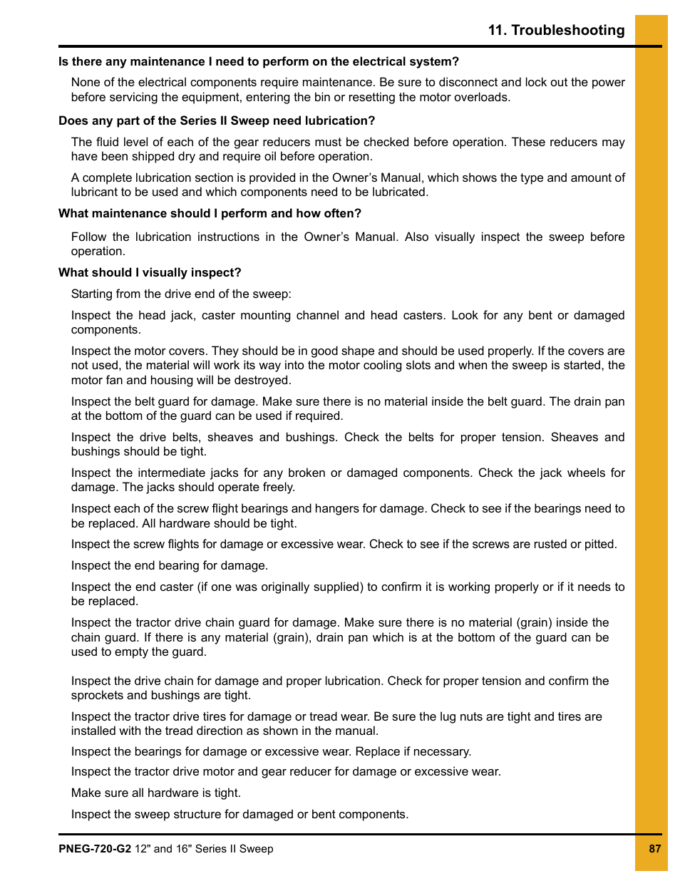 Grain Systems Bucket Elevtors, Conveyors, Series II Sweeps PNEG-720-G2 User Manual | Page 87 / 120