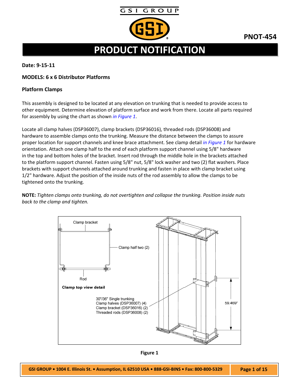 Grain Systems Bucket Elevtors, Conveyors, Series II Sweeps PNOT-454 User Manual | 15 pages